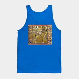 MEDIEVAL BESTIARY,PHOENIX,TREE OF LIFE ,BIRDS,DRAGONS FANTASTIC ANIMALS IN GOLD RED BLUE COLORS Tank Top